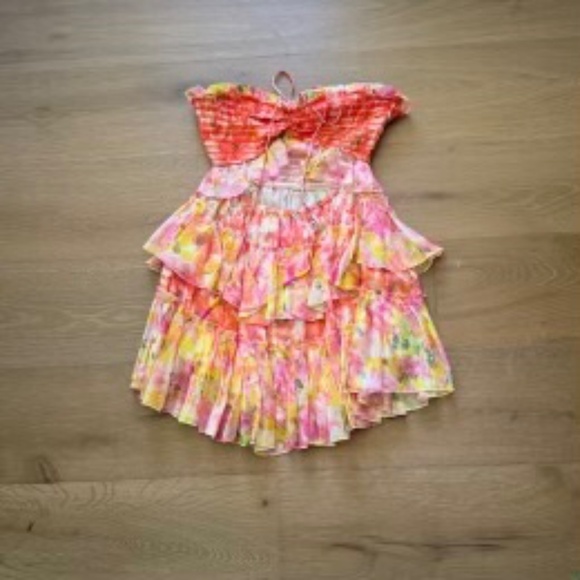 Rococo Sand Pink and Yellow Mini Dress - Picture 3 of 8